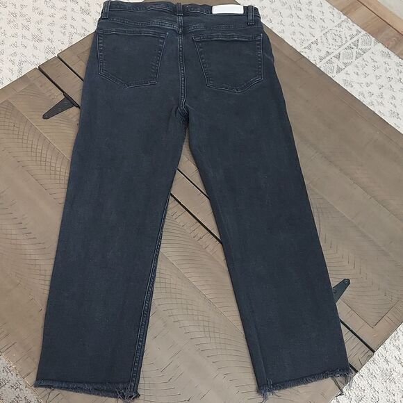 Re/done High Rise Raw Hem Straight Jeans Buttonfly Faded Black Sz 29 - Picture 6 of 12
